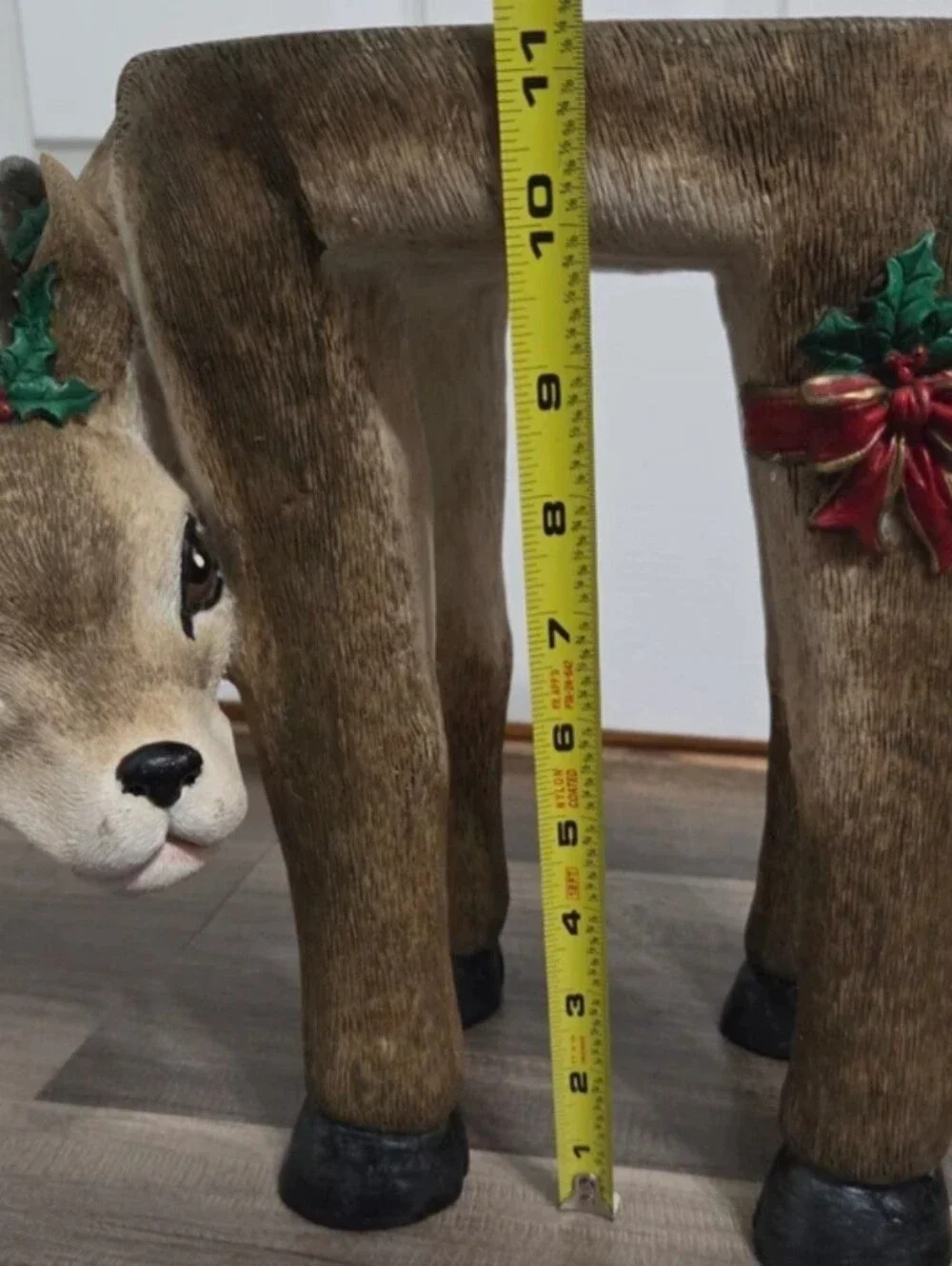Christmas Deer Sculpted Resin Flat Top Plant Stand Foot Stool Animal Art 11
